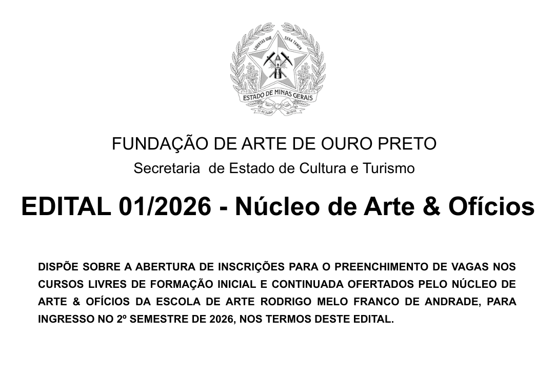 Edital 01-2026 Núcleo de Arte & Ofícios