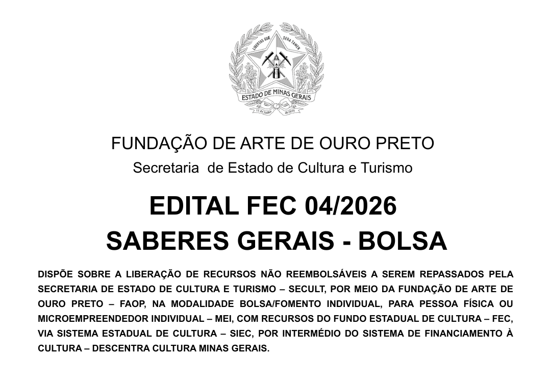Edital FEC 04/2026 – Saberes Gerais – Bolsa