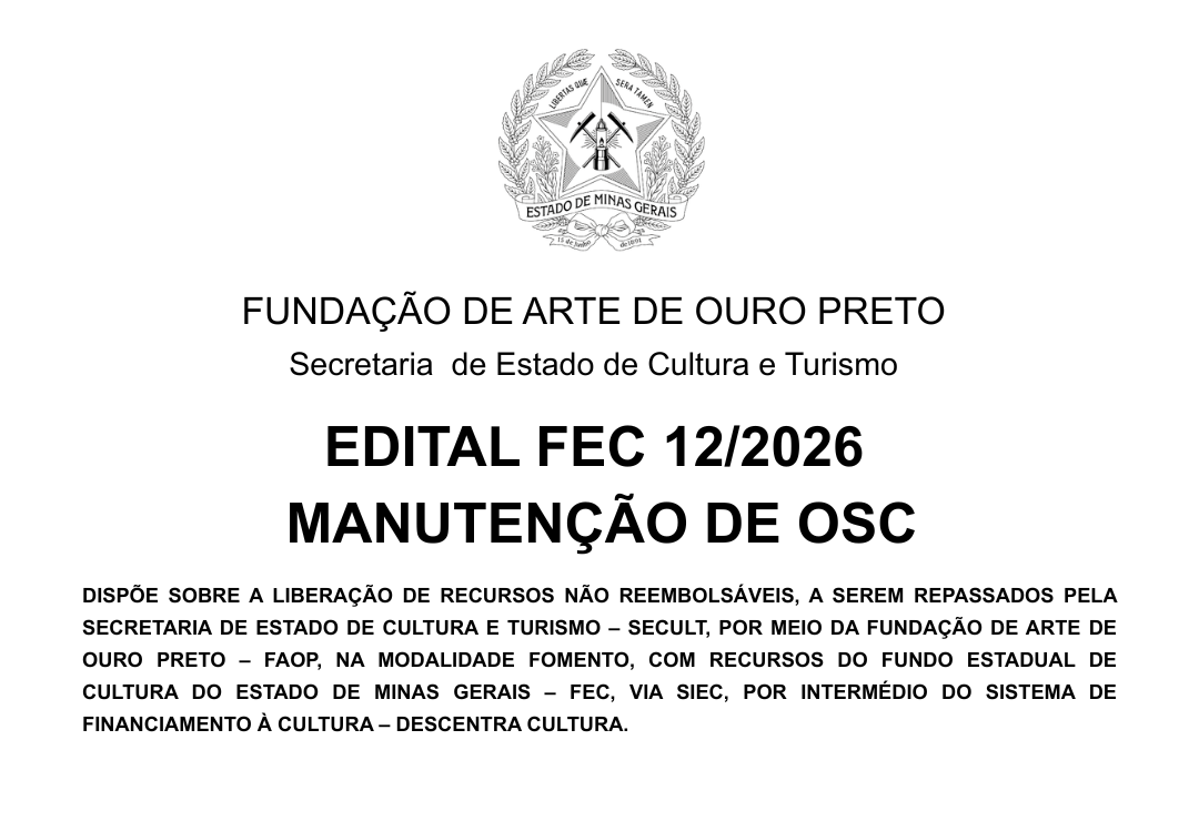 Edital FEC 04/2026 Manutenção de OCS
